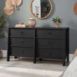 Walmart Sauder Trestle 6-Drawer Bedroom Dresser, Raven Oak Finish offer