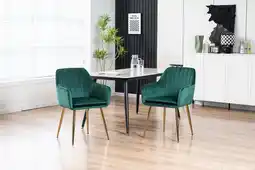 Walmart Mainstays Dining Chair in Green Velvet with Gold Legs, 2 Pack offer
