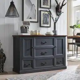 Walmart IFGET Farmhouse Storage Cabinet, 5 Drawers Wood Buffets & Sideboards for Kitchen Dining Room offer