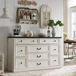 Walmart IFGET Farmhouse Storage Cabinet, 5 Drawers Wood Buffets & Sideboards for Kitchen Dining Room offer