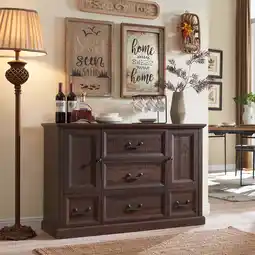 Walmart IFGET Farmhouse Storage Cabinet, 5 Drawers Wood Buffets & Sideboards for Kitchen Dining Room offer
