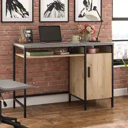 Walmart Sauder Market Commons Engineered Wood and Metal Desk, Prime Oak Finish offer