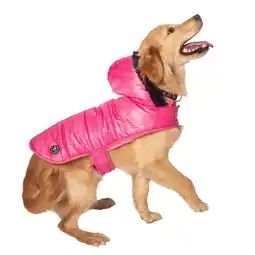 Walmart Justice Pet Reversible Puffer Jacket, Polyester, Winter Theme, Adult Dog, Dog Jacket, Pink, Size L offer