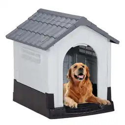 Walmart Zimtown Dog House Indoor Outdoor Plastic Doghouse Waterproof 33'',Gray offer