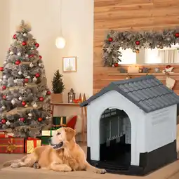 Walmart Ktaxon Dog House 33'' Outdoor Plastic Dog Houses Waterproof, Dog Houses for Large Dogs Outside Gray offer