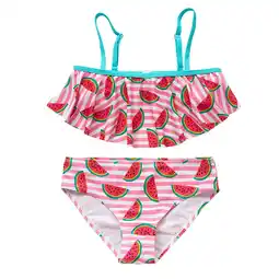 Walmart IROINNID Girls Adjustable Halter Bikini Swimwear Watermelon Print Ruffled Swimsuit,Sizes 3-10 Years offer