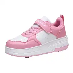 Walmart CHUOU Sneaker Shoes for Girls Thick Soled Sneakers With Wheels Automatic Skating Sneakers,7t-14t offer