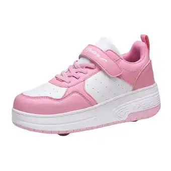 Walmart CHUOU Sneaker Shoes for Girls Thick Soled Sneakers With Wheels Automatic Skating Sneakers,7t-14t offer