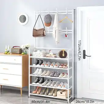 Walmart BAOKALER 5 Tier Coat and Shoe Rack Entryway Hall Tree with Storage, White, (10.3D x 31.5W x 65H) offer