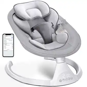 Walmart Baby Swing for Infants, OEIKPFN Bluetooth Swing for Babies 0-12 Months with 5 Speed, Gray offer