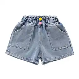 Walmart ZyeKqe Girl's Denim Shorts Elastic High Waisted Jeans Pull on Casual Summer Shorts with Pockets offer