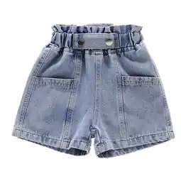 Walmart ZyeKqe Girl's Denim Shorts Elastic High Waisted Jeans Pull on Casual Summer Shorts with Pockets offer