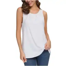 Walmart ZyeKqe Womens Tank Tops Dressy Casual Crewneck Pleated Tops Basic Sleeveless Shirts Summer Tanks offer
