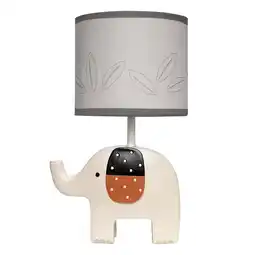 Walmart Lambs & Ivy Patchwork Jungle Modern Cream Elephant Lamp With Gray Shade & Bulb offer