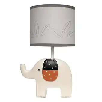 Walmart Lambs & Ivy Patchwork Jungle Modern Cream Elephant Lamp With Gray Shade & Bulb offer