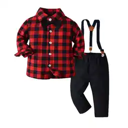 Walmart Toddler Boy Clothes Christmas Baby Boy Clothes Baby Plaid Shirt Suspender Pants Set Outfit Red 80 offer