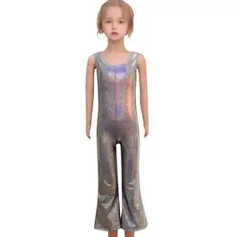 Walmart Boys And Girls Sequin Tight Stretch Jumpsuit Sleeveless Crew Neck Trousers Bottoms Size 2 Y-3 Y offer