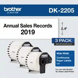 Walmart Brother Genuine DK-22053PK Continuous Paper Label Roll, Cut-to-Length Label, 3-Pack offer