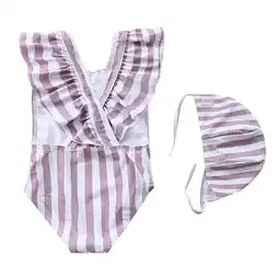 Walmart oqasdz Girls Swimsuits Striped Ruffles Backless Bathing Suit Cute Swimwear Beach Stylish Swimwear offer