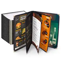 Walmart Wechef 20 Pack of Menu Covers 8.5x14inches 5 Pages 10 Views Bar Cafe Restaurant Book Black Folder offer