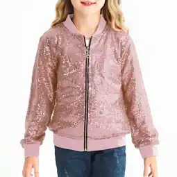 Walmart ANINEO Sequin Jackets Girls Long Sleeve Zip Up Jacket for Kids Christmas Shiny Fashion Clothes offer