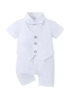 Walmart CARETOO Baby Boy Baptism Christening Outfits Infant Bowtie with Socks Baby Romper 4Pcs Baby Suit offer