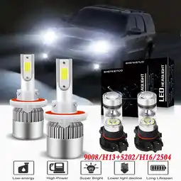 Walmart For 2007-2014 Gmc Yukon Headlights 9008 5202 LED High and Low Beam+5202 Fog Light 4pc offer