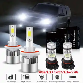Walmart For 2007-2014 Gmc Yukon Headlights 9008 5202 LED High and Low Beam+5202 Fog Light 4pc offer