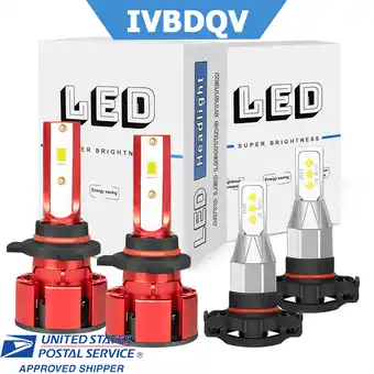 Walmart For Jeep Cherokee 2014-2015 LED Headlights Combo 9012 High/Low Beam + 5202/H16 Fog Light Kit 4Pcs offer