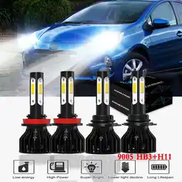 Walmart For Toyota Prius 2010-2018 Headlights 9005 LED High Beam H11 Low Beam Bulbs 4pc offer