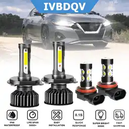 Walmart For Nissan Maxima 2019 LED Headlights Combo H4 High/Low Beam + H11 Fog Light Conversion Kit 4Pcs offer