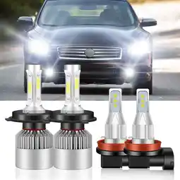 Walmart For 2012-2019 Nissan March Headlights 9003/H4 LED High and Low Beam H11/H8 Fog lights 4pc offer