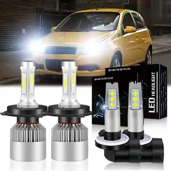Walmart For 2006-2008 Chevrolet Aveo5 LED Headlight Bulbs 9003/H4 High/Low Beam 881 Fog light Bulbs 4pc offer
