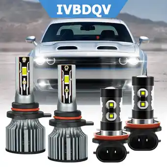 Walmart For Dodge Challenger 2015-2021 4x LED Headlight Bulbs 9012 High/Low Beam+H11 Fog Light Combo Kit offer