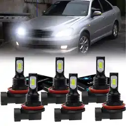 Walmart H9 H11 High/Low Beam LED Headlight and H11 Foglight Bulbs for Nissan Tiida 2007-2018 6000K White,6pc offer