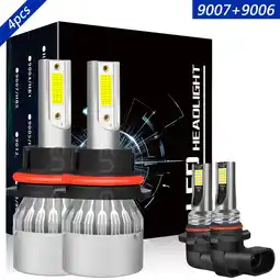 Walmart 9007 High&Low Beam+9006 Fog Light for Ford F350/450/550 Super Duty 2001-2004 LED Headlight White 4x offer