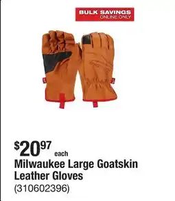 The Home Depot Milwaukee Large Goatskin Leather Gloves offer