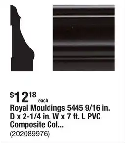 The Home Depot Royal Mouldings 5445 9/16 in. D x 2-1/4 in. W x 7 ft. L PVC Composite Colonial Espresso Casing offer