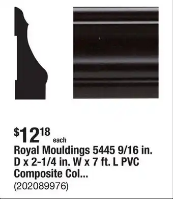 The Home Depot Royal Mouldings 5445 9/16 in. D x 2-1/4 in. W x 7 ft. L PVC Composite Colonial Espresso Casing offer