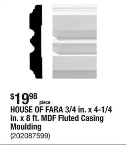 The Home Depot HOUSE OF FARA 3/4 in. x 4-1/4 in. x 8 ft. MDF Fluted Casing Moulding offer