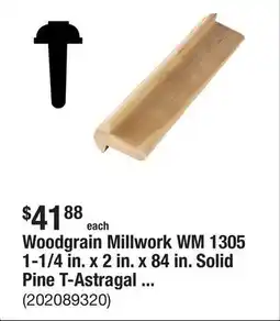 The Home Depot Woodgrain Millwork WM 1305 1-1/4 in. x 2 in. x 84 in. Solid Pine T-Astragal Moulding offer