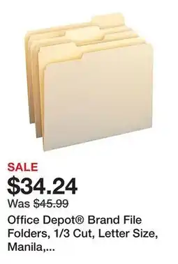 Office Depot Office Depot Brand File Folders, 1/3 Cut, Letter Size, Manila, Pack Of 250 offer
