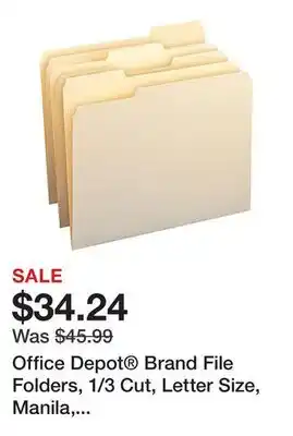 Office Depot Office Depot Brand File Folders, 1/3 Cut, Letter Size, Manila, Pack Of 250 offer