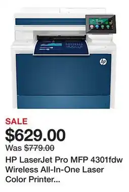 Office Depot HP LaserJet Pro MFP 4301fdw Wireless All-In-One Laser Color Printer (4RA82F) offer