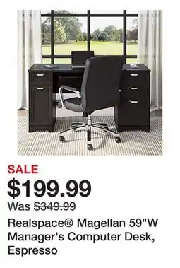 Office Depot Realspace Magellan 59W Manager's Computer Desk, Espresso offer