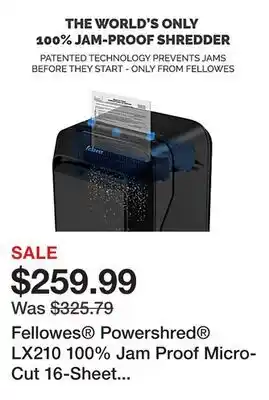 Office Depot Fellowes Powershred LX210 100% Jam Proof Micro-Cut 16-Sheet Shredder, Black 5015201 offer