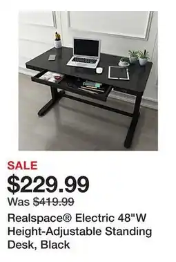 Office Depot Realspace Electric 48W Height-Adjustable Standing Desk, Black offer
