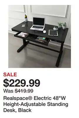 Office Depot Realspace Electric 48W Height-Adjustable Standing Desk, Black offer