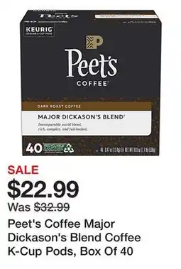 Office Depot Peet's Coffee Major Dickason's Blend Coffee K-Cup Pods, Box Of 40 offer