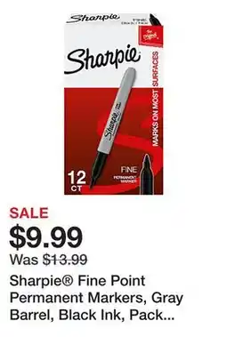 Office Depot Sharpie Fine Point Permanent Markers, Gray Barrel, Black Ink, Pack Of 12 offer